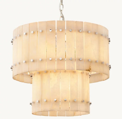 Aurelix Alabaster Round 2-Tiered Chandelier