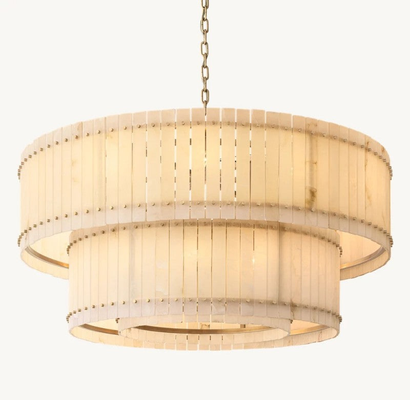 Aurelix Alabaster Round 2-Tiered Chandelier