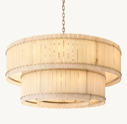 Aurelix Alabaster Round 2-Tiered Chandelier