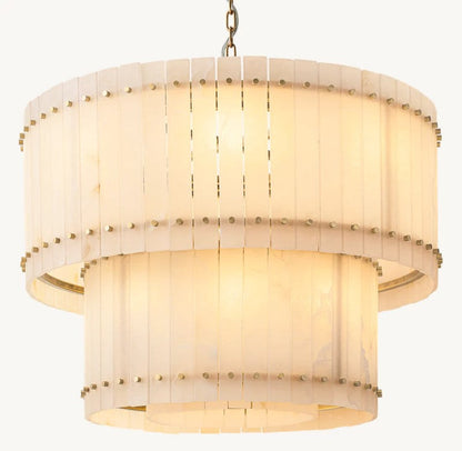 Aurelix Alabaster Round 2-Tiered Chandelier