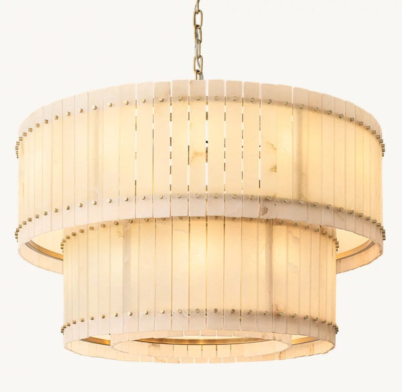 Aurelix Alabaster Round 2-Tiered Chandelier