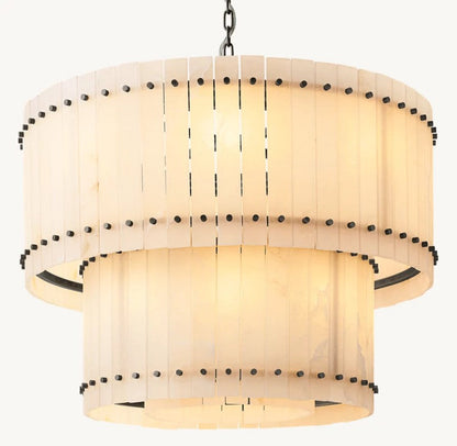 Aurelix Alabaster Round 2-Tiered Chandelier