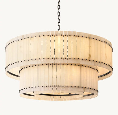 Aurelix Alabaster Round 2-Tiered Chandelier