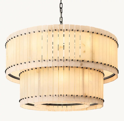 Aurelix Alabaster Round 2-Tiered Chandelier