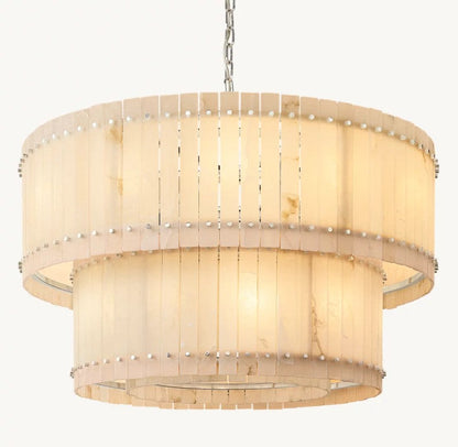 Aurelix Alabaster Round 2-Tiered Chandelier