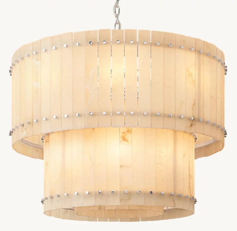 Aurelix Alabaster Round 2-Tiered Chandelier