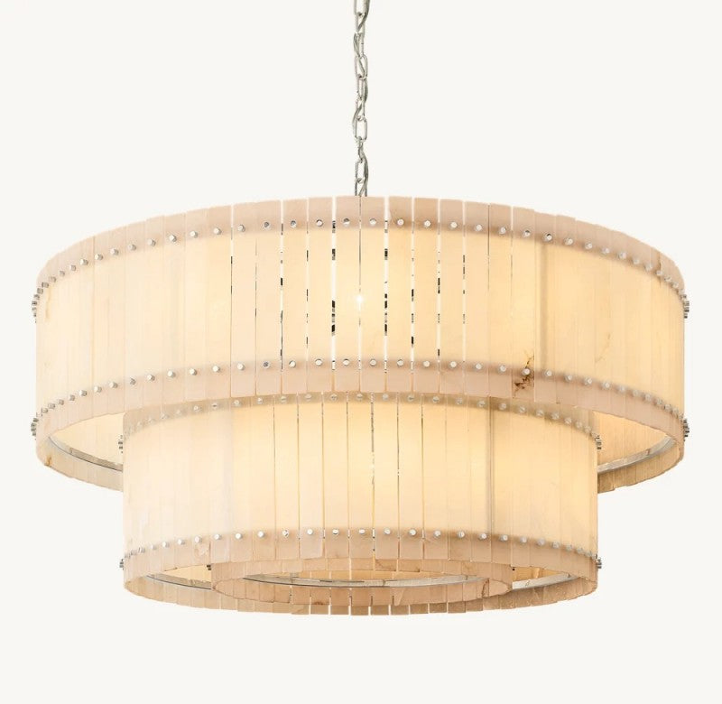 Aurelix Alabaster Round 2-Tiered Chandelier