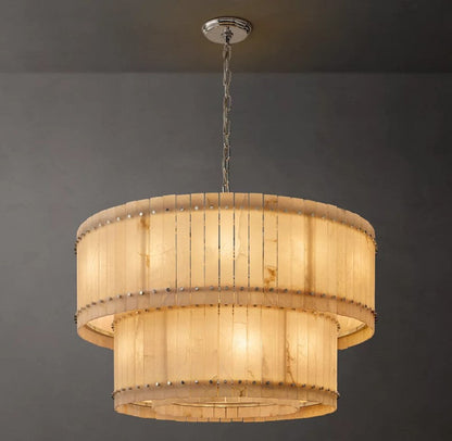 Aurelix Alabaster Round 2-Tiered Chandelier