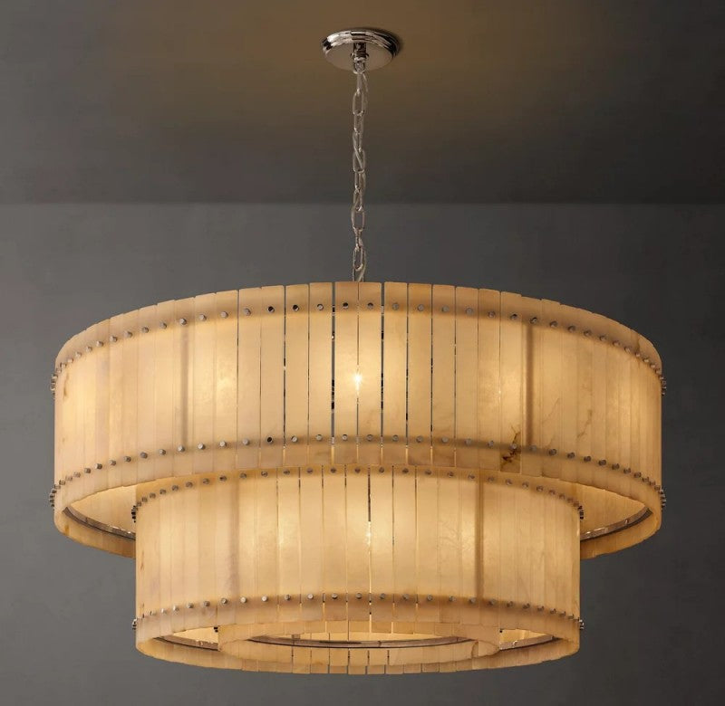 Aurelix Alabaster Round 2-Tiered Chandelier