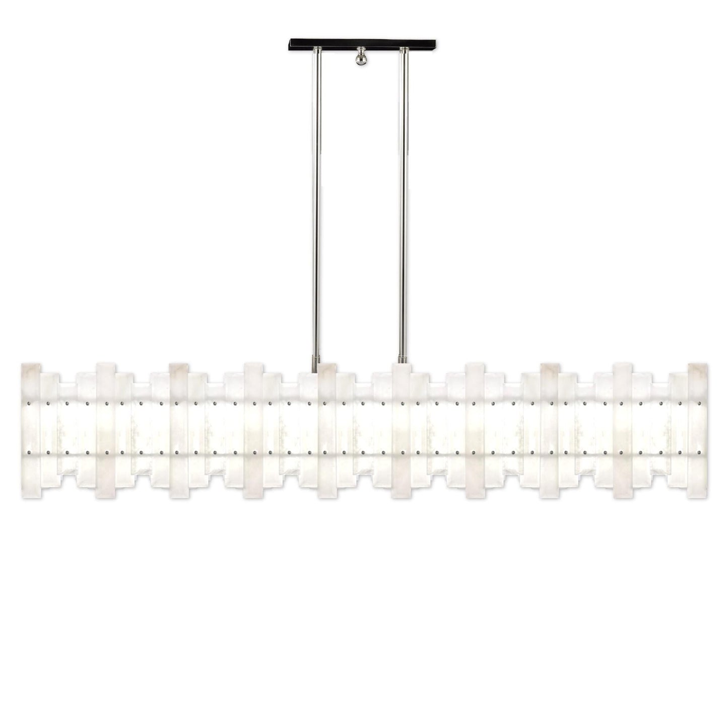 American Brass And Crystal Alabaster Prism Linear 56 Inch 12 Light Linear Suspension Light Cp474050