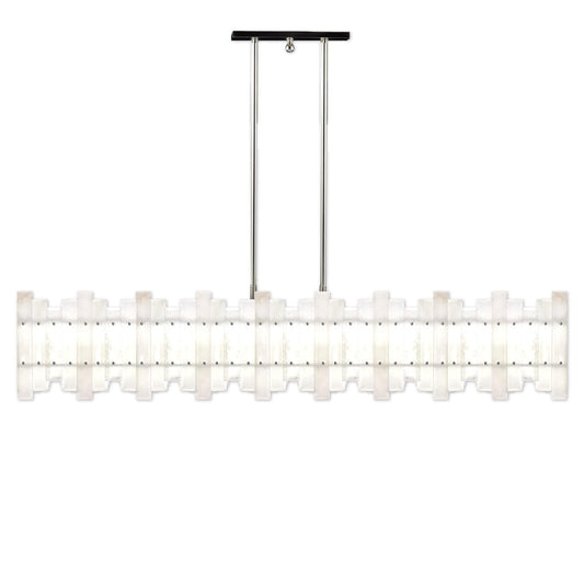 American Brass And Crystal Alabaster Prism Linear 56 Inch 12 Light Linear Suspension Light Cp474050
