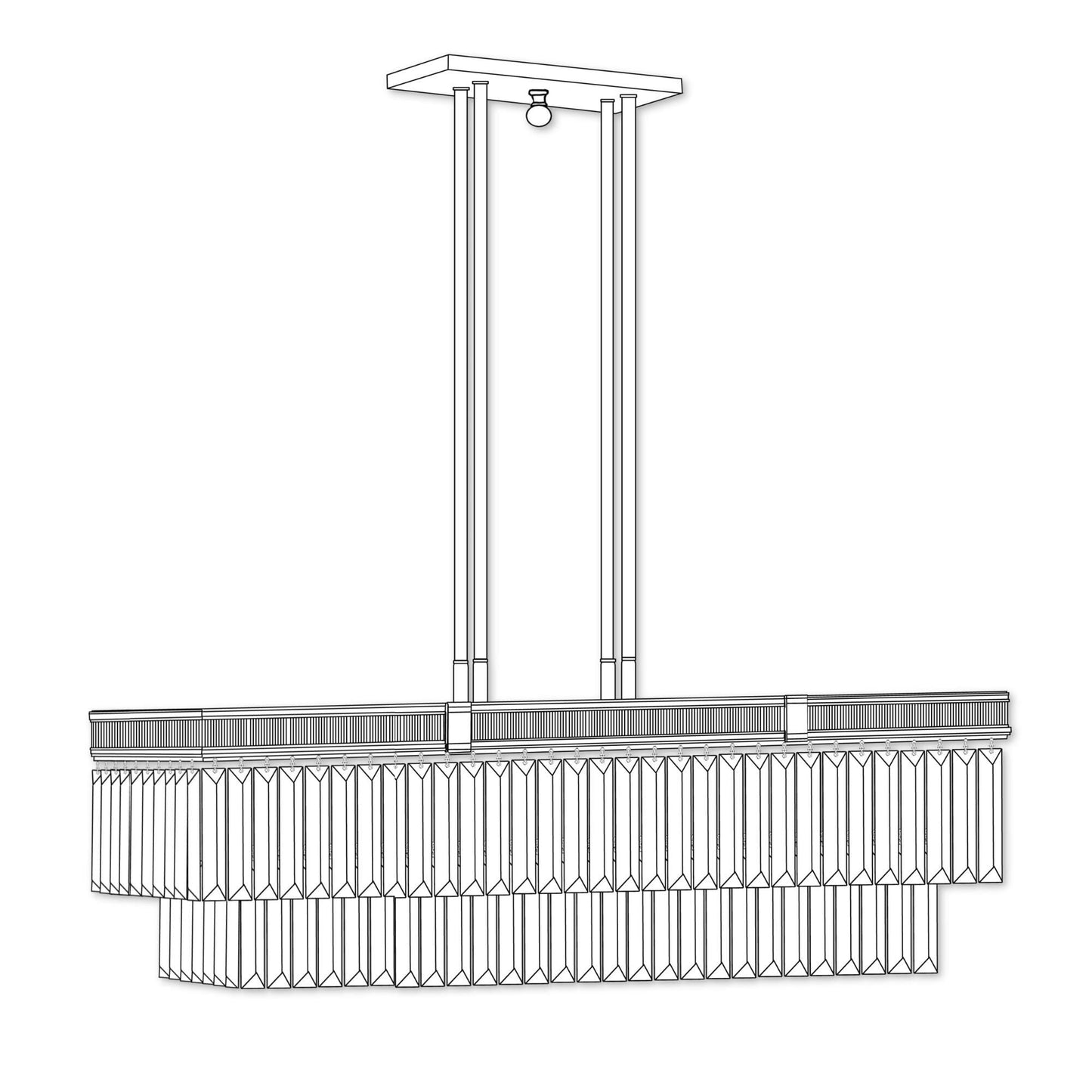 American Brass And Crystal American Brass And Crystal Valencia 13 Inch 12 Light Linear Suspension Light Cp415600
