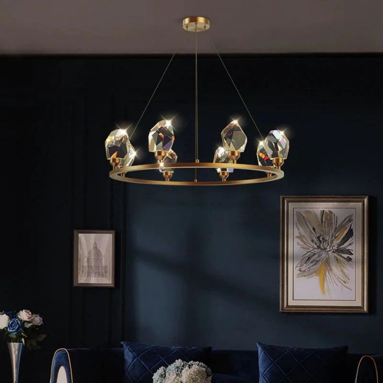 Angelia Faceted Crystal Prisms Crown Chandelier