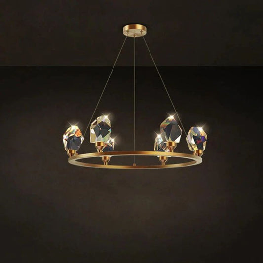 Angelia Faceted Crystal Prisms Crown Chandelier