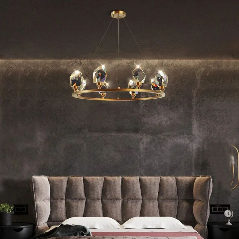 Angelia Faceted Crystal Prisms Crown Chandelier