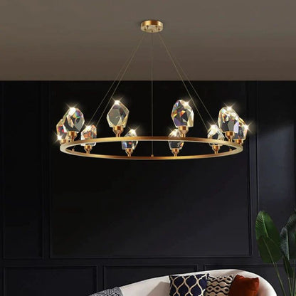 Angelia Faceted Crystal Prisms Crown Chandelier