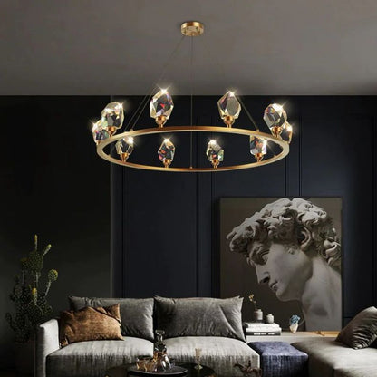 Angelia Faceted Crystal Prisms Crown Chandelier