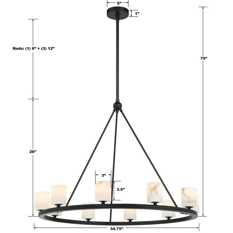Agron 12 Light Alabaster Chandelier