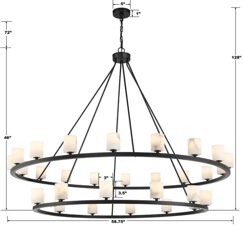 Agron 30 Light Alabaster Chandelier