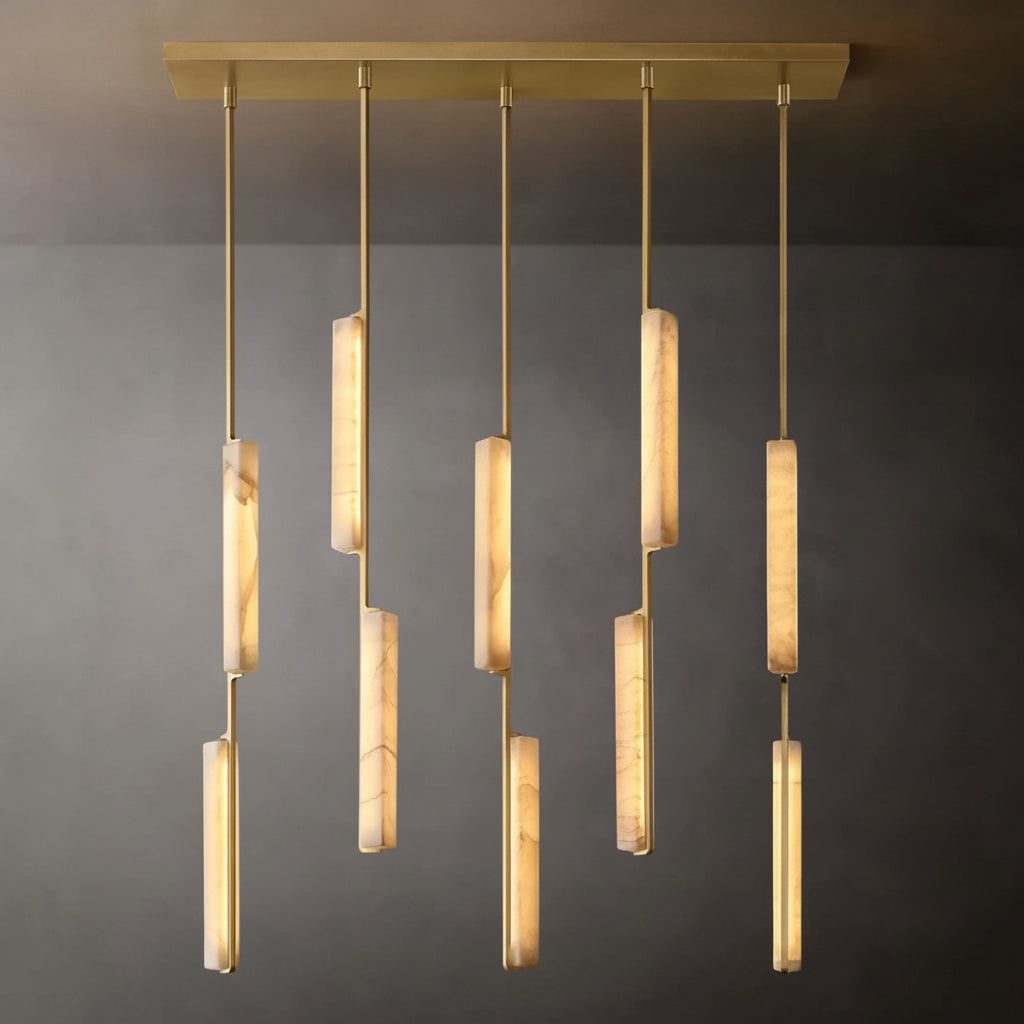 Audor Alabaster Linear Chandelier 54"