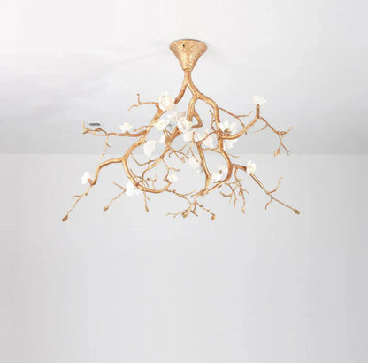 Aurelia Golden Branch & Porcelain Bloom Chandelier