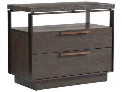 Empire Pass 2-Drawer Alpine Marble Top Nightstand