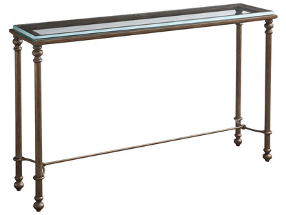 Laguna Bluff Console Table in Textured Burnished Brass and Glass