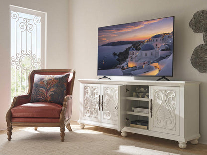 Catalonia 87-Inch Media Console Table Polo Mallet White