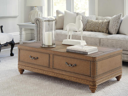 Villa Blanca Rectangular Faux Leather Lisbon Trunk Cocktail Table