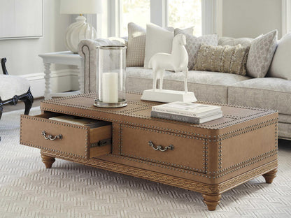 Villa Blanca Rectangular Faux Leather Lisbon Trunk Cocktail Table