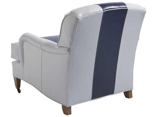 Sydney Navy Leather Accent Chair with Brass Casters