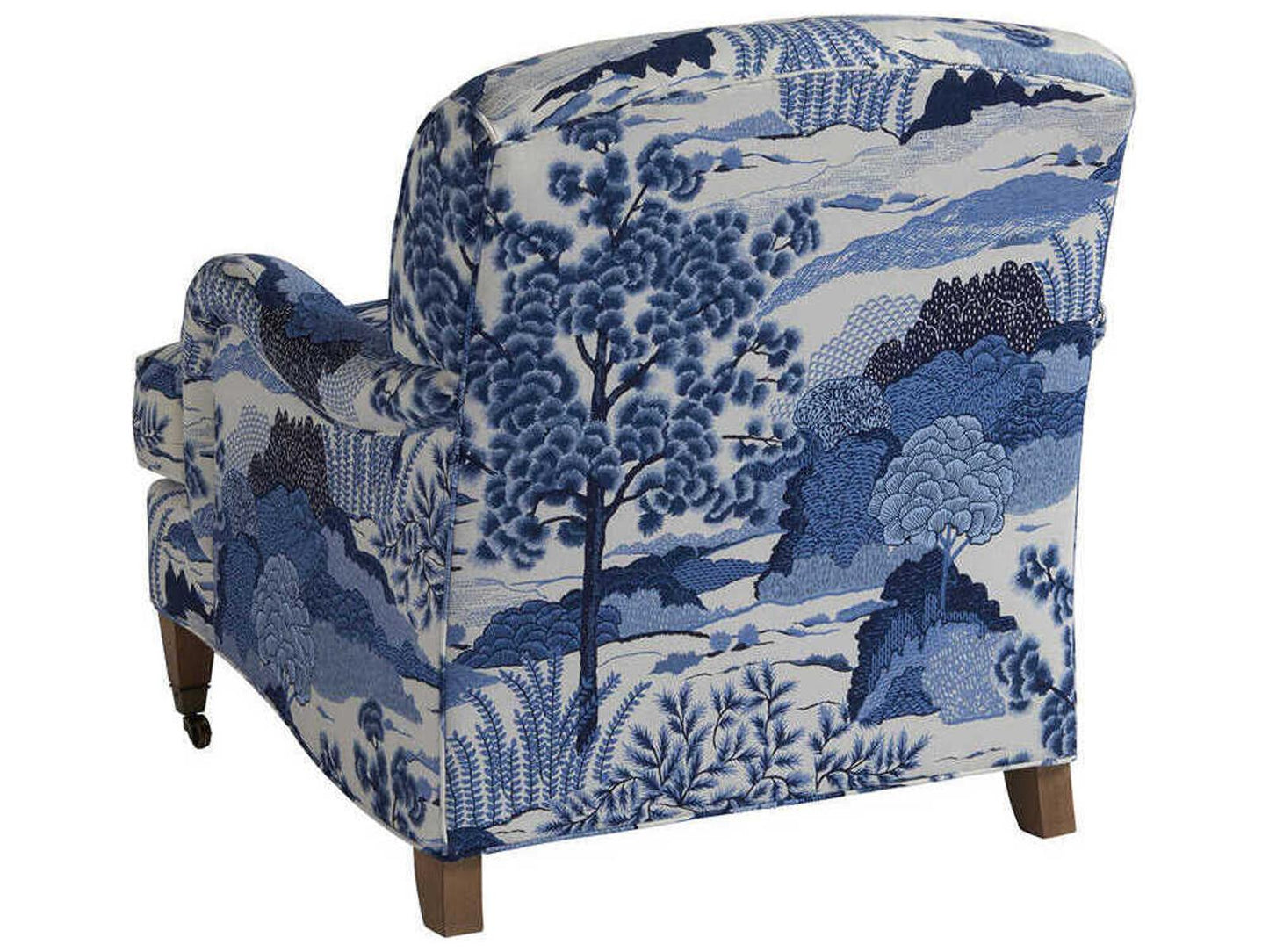 Sydney Upholstered Accent Chair with Brass Casters and Laguna Sands Finish