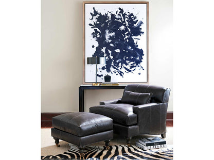 Oxford Leather Accent Chair in Charcoal Gray with Brass Casters