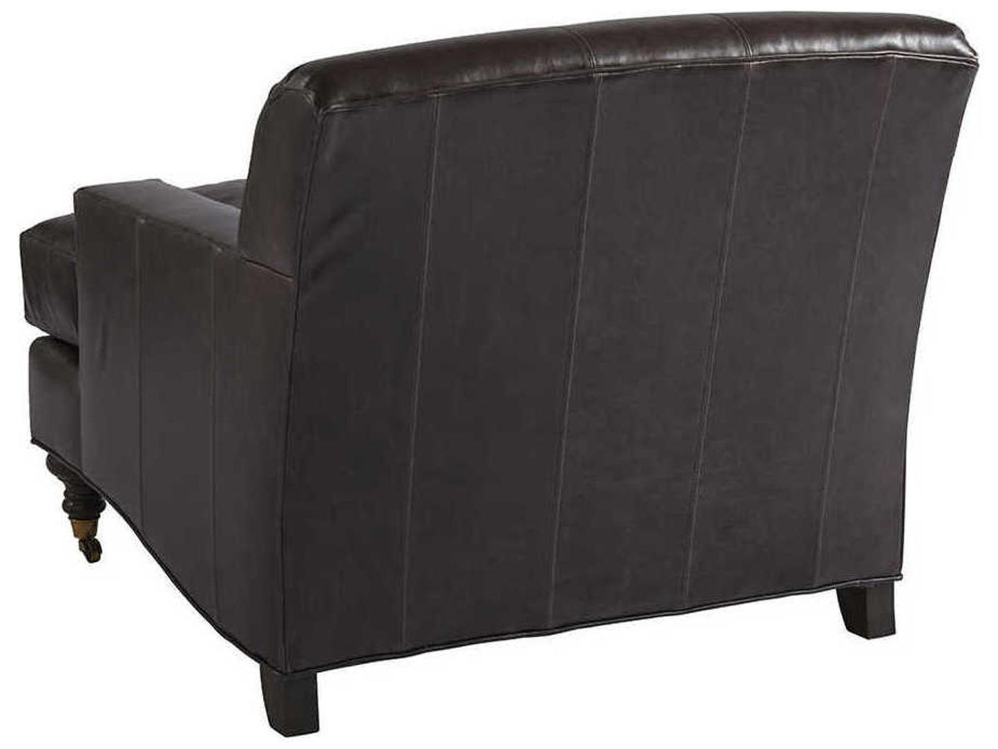 Oxford Leather Accent Chair in Charcoal Gray with Brass Casters