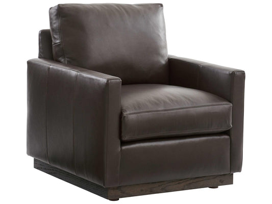 Meadow View Leather Swivel Accent Chair in Brown