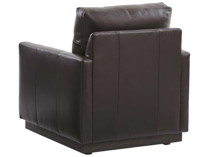Meadow View Leather Swivel Accent Chair in Brown