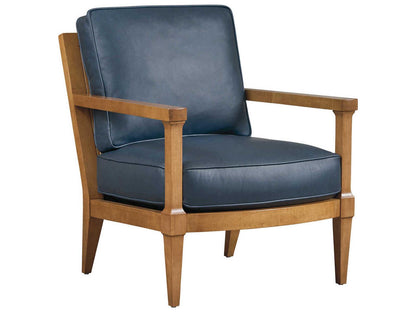 Splashes Upholstered Leather Accent Chair in Blue