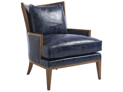 Atwood Blue Leather Accent Chair