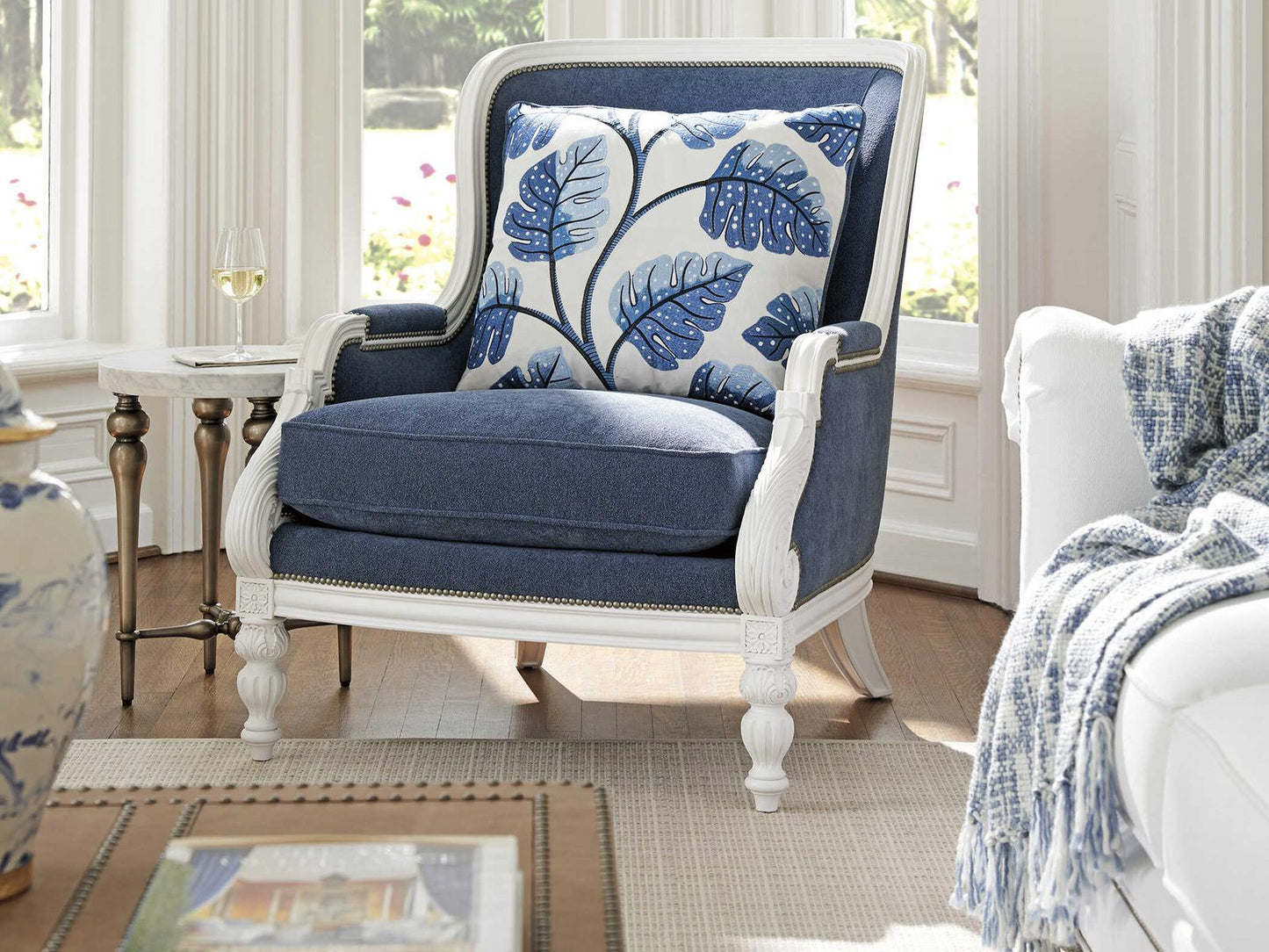 Kamari Leather Accent Chair with Nailhead Trim