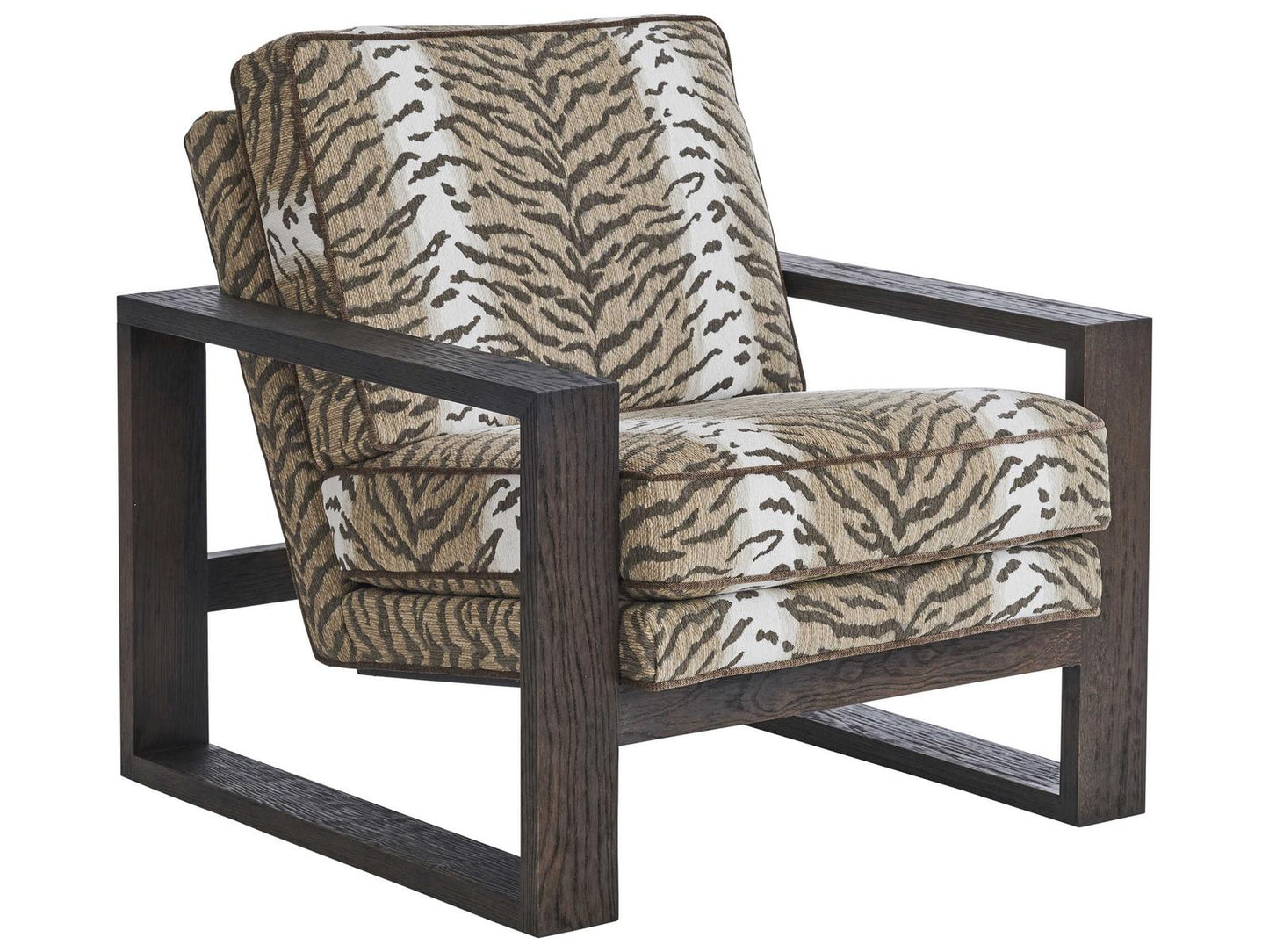 Thaynes Upholstered Fabric Accent Chair in Beige with Contrast Welt