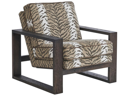 Thaynes Upholstered Fabric Accent Chair in Beige with Contrast Welt