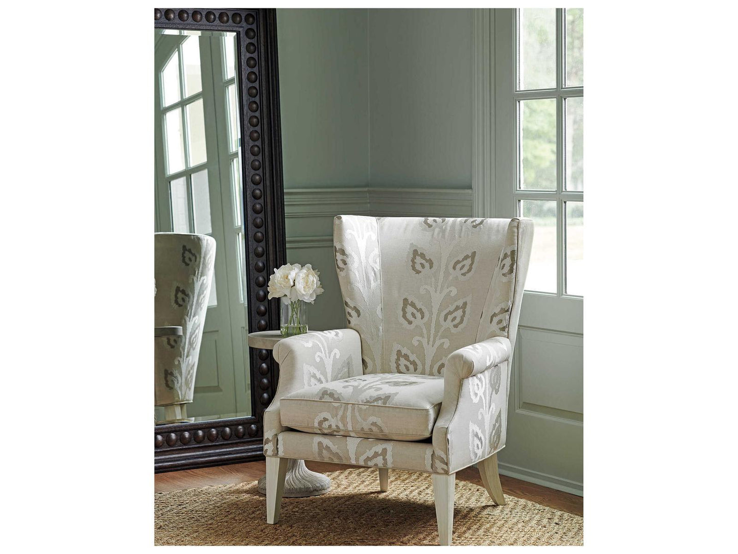 Newton Fabric Wing Accent Chair with Portola Finish