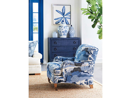 Sydney Fabric Accent Chair with Brass Casters in Laguna Sands