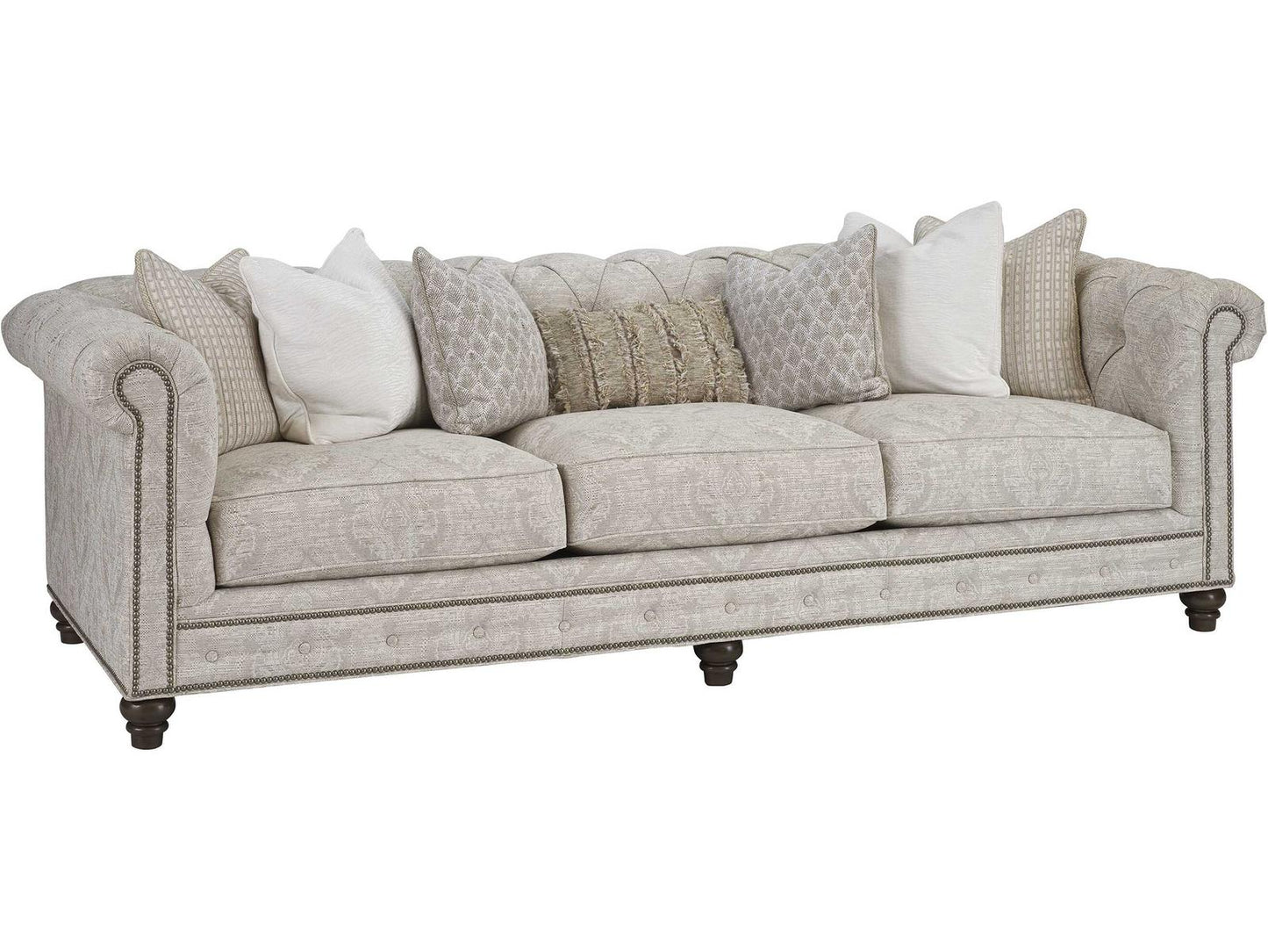 Carmen 3-Seat Upholstered Sofa with Tufted Back and Nailhead Trim