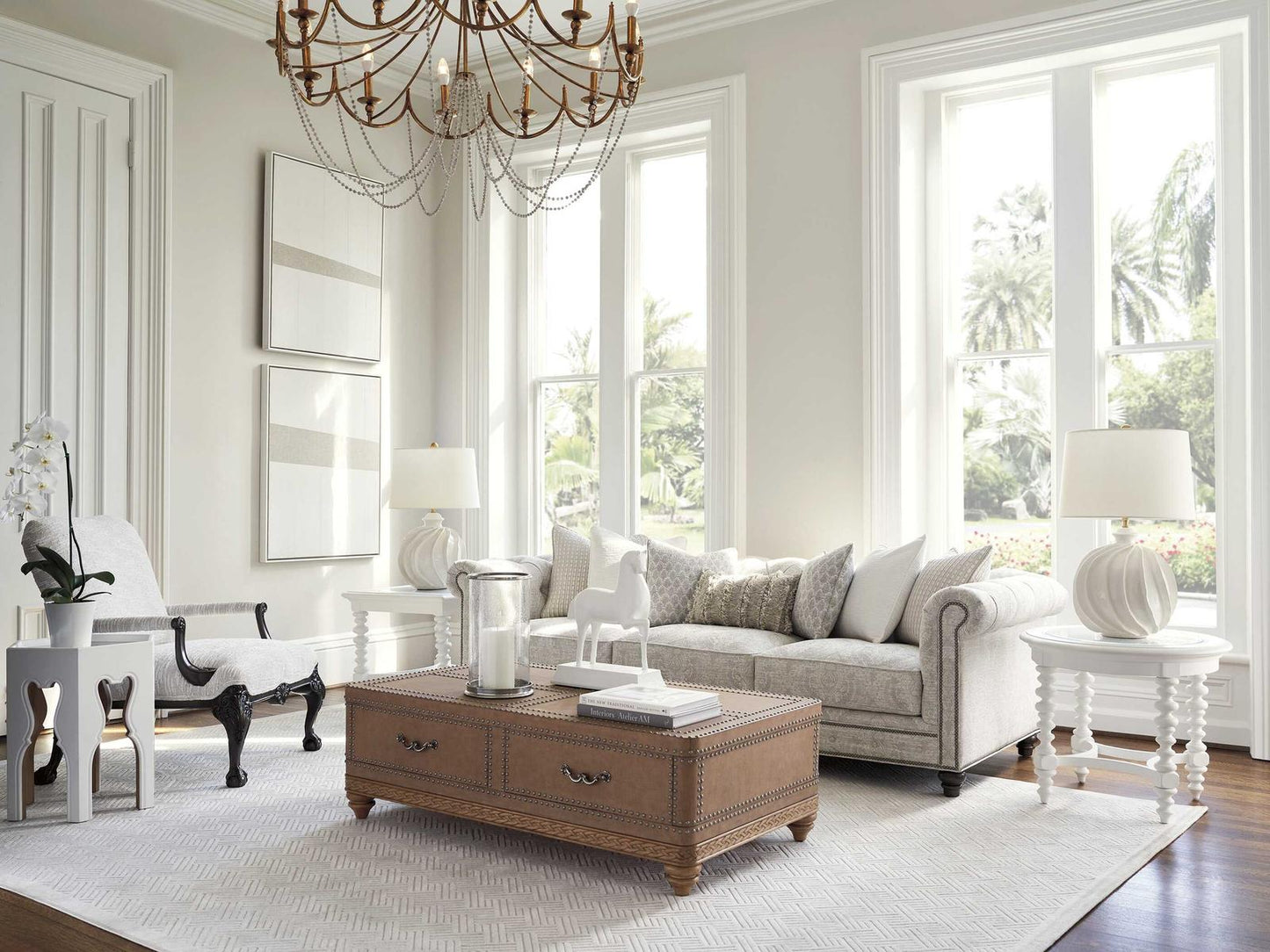 Carmen 3-Seat Upholstered Sofa with Tufted Back and Nailhead Trim