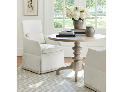 Adelaide Upholstered Dining Armchair with Waterfall Skirt and Kidney Pillow