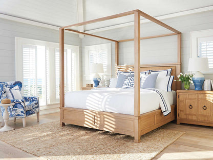 Shorecliff California King Canopy Bed in Sandstone Finish