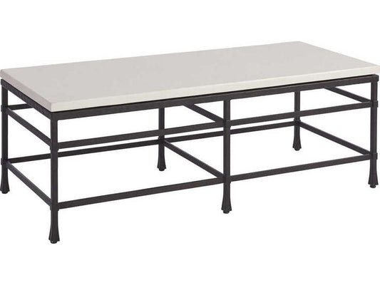 Newport Rectangle Coffee Table Metal and Stone in Sandstone