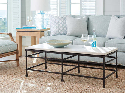 Newport Rectangle Coffee Table Metal and Stone in Sandstone