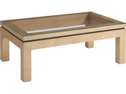 Newport Harbor Rectangle Coffee Table Raffia and Glass Sandstone